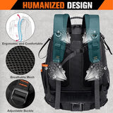 AUROPEAK 96-Pocket Hvac Tool Backpack Heavy Duty, Electrician Tool Bag Backpack for Men Women, Hvac Tool Bag Organizer, Large Tool Backpack with Laptop Compartment & Molded Base for Construction