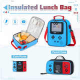 Duzieda Boys Backpack with Lunch Box, 4 PCS Gamer Boys Backpack for Elementary Middle School, 17 Inch School Bags for Kids