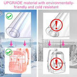 ZLYERT 17" Polka Dot Clear Backpack for Girls - 3Pcs Flip Design Stadium Approved Set, Campus/School Transparent Bookbag (Pink)