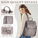 RAVUO Backpack Purse for Women, Fashion Anti Theft Leather Purse Convertible Ladies Shoulder Bag Handbag with Guitar Shoulder Strap,Grey