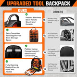 AUROPEAK 96-Pocket Hvac Tool Backpack Heavy Duty, Electrician Tool Bag Backpack for Men Women, Hvac Tool Bag Organizer, Large Tool Backpack with Laptop Compartment & Molded Base for Construction