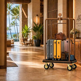 CrazyAnt Hotel Luggage Cart, 1600 lbs Capacity Commercial Bellman's Cart with 8" Silent Wheels, Brushed Stainless Steel Frame and Nylon Carpet Deck for Hotels, Condos, Resorts