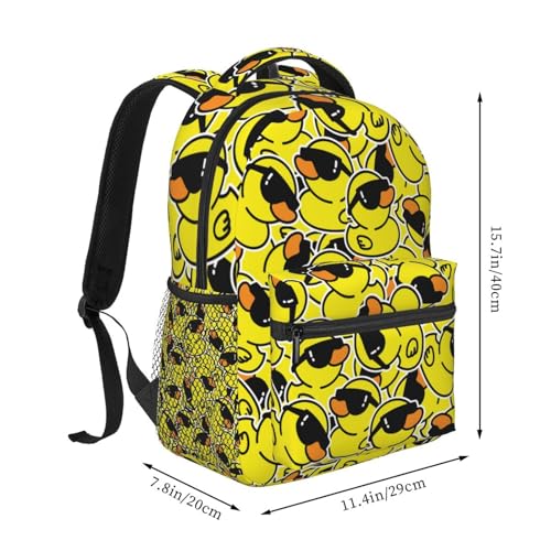 HKHEHOP Cool Duck Cartoon Funny Backpack For School Laptop Bags Bookbag Big Casual Daypack For Student Girls Boys Kids Teens Travel Sports Work