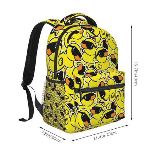 HKHEHOP Cool Duck Cartoon Funny Backpack For School Laptop Bags Bookbag Big Casual Daypack For Student Girls Boys Kids Teens Travel Sports Work