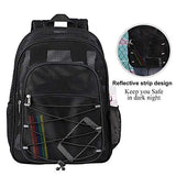 Heavy Duty Mesh Backpack, See Through College Backpack, Reflective Design
