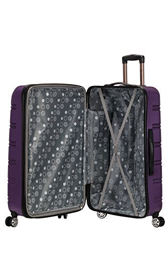 Rockland Melbourne Hardside Expandable Spinner Wheel Luggage, Purple, Checked-Large 28-Inch