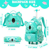 Meetbelify Kids Rolling Backpack with Wheels for Girls Cute koala School Roller Backpack,Carry on Travel Luggage with Lunch Bag and Pencil Case for Girls Ages 5-12