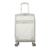 Steve Madden Designer Luggage Collection - Lightweight Softside Expandable Suitcase for Men & Women - Durable 20 Inch Carry On Bag with 4-Rolling Spinner Wheels (Chalet Light Grey, 20in)