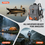 KastKing All Weather Fishing Tackle Backpack with Removable Rod Holders,Waterproof ArmorShield Fabric Fishing Bag Storage Fishing Gear