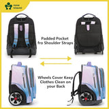 NEW TILAMI 20" Rolling Backpack for Teens Adults, Climbing Stairs Waterproof Backpack with Wheels for School Business Trave Camping with Laptop Compartment, Fit 17 Inch Laptop, Pink Sunset