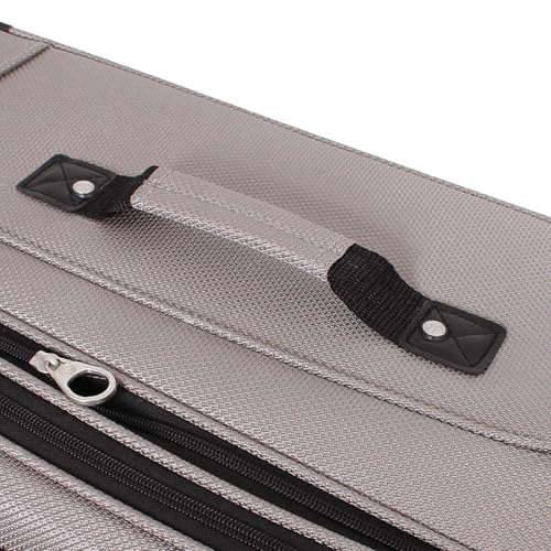 SwissGear Sion Softside Expandable Luggage – Medium Checked Suitcase with 360 Degree Wheels & Retractable Handle – 25 Inch, Perfect for 1-7 Night Trips – Pewter
