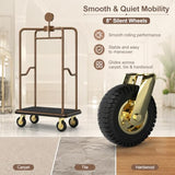 CrazyAnt Hotel Luggage Cart, 1600 lbs Capacity Commercial Bellman's Cart with 8" Silent Wheels, Brushed Stainless Steel Frame and Nylon Carpet Deck for Hotels, Condos, Resorts