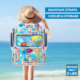 Kamglide 2 Pack Aluminum Backpack Beach Chairs for Adults, 5-Position Lay Flat Folding Camping Chairs with Cooler Bag, Cup & Phone Holder, Towel Bar, Lightweight Portable Outdoor Chairs,Tropical Print