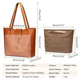 S-ZONE Genuine Leather Tote Bag for Women with Purse Organizer Large Shoulder Handbags Work