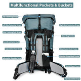 Hiking Backpack,40L to 50L Extra Large Capacity Hiking Bag,Internal Frame Camping Backpack,Upgraded X-PAC Lightweight Sport Daypack Travel Backpack Fit For Mountain Climbing Camping(Grey Green)