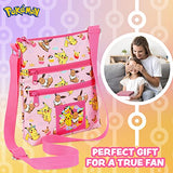 Pokemon Cross Body Bag for Girls Pikachu Eevee Pink Shoulder Bag Kids Girls Accessories Adjustable Strap Bags for Girls Official Merchandise Pokemon Gifts