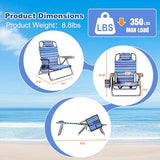 DIAMONDFORGE Lightweight Portable Beach Chair for Adults, 350 LBS Capacity Backpack Beach Chair, Reclining Beach Chair with 5-Position Lay Flat, Large Cup Holder for Beach Camping Sports, 1 Pack