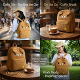 Roozxbscen Cute Bear Backpack for Women Nylon Cartoon Kawaii Daily Bag Lightweight Travel Daypack with Soft Cloud Pendant (White)