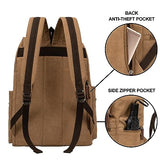 VAZUOOL Canvas Laptop Backpack, Vintage Daypack for Men Women, Travel Rucksack Work College Computer Bag Bookbag Fits 15.6 Inch Laptop, Brown