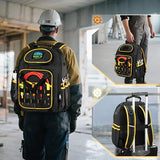 Marscamd Tool Backpack with a Tool Pouch, Heavy Duty Tool Bag with Multiple Pockets, Black