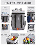 TOURIT 50 Cans Rolling Backpack, Double Deck & Dual-Bar Handle Travel Soft Cooler Bag with Wheels, 30L Space Beach Cooler Size 18"(15"+3")×13"×11",Black
