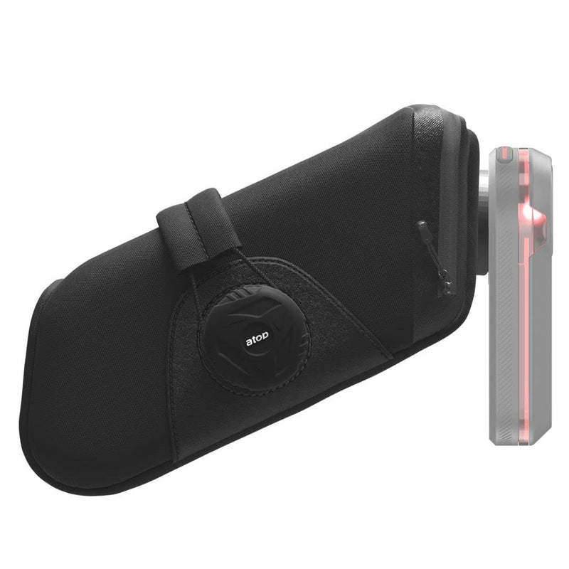 KOM Cycling Saddle Bag - Bike Saddle Bag to Carry Multi-Tool, Tube, Tire Levers, Securely Under Bike Seat featuring for Garmin Varia Mount, ATOP Lacing Dial, and Inner Pocket for Apple AirTag.