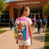 Fast Forward Powerpuff Girls Kids Backpack - School Backpack for Girls