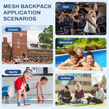 QIXIHU Mesh Backpack for Girls Boys Kids, Heavy Duty Mesh Bookbag, Net Backpack See Through for School,Beach,Swimming,Work,Travel (Black)