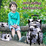 EKUIZAI Girls Trolley Backpack Set Cute Colorful Girls Rolling Backpack Middle School Trolley Schoolbag with Wheels