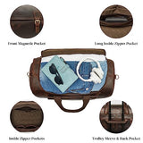 S-ZONE Genuine Leather Travel Duffle Bags for Men Women Carry On Garment Weekender Bags(Dark Brown)