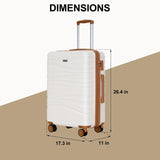 Romswi 26" Medium Checked Luggage, Expandable Checked-Medium Hardshell Suitcase with Double Spinner Wheels for 20% More Space, Hardside Luggage, Scratch-Resistant & YKK Zipper White