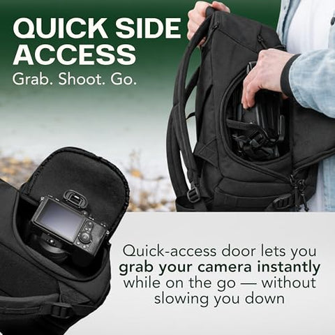 BREVITE Jumper Compact Camera Backpack 2026 Edition: A Minimalist & Travel-friendly Photography Backpack For DSLR Camera & Laptop w/Reinforced Straps & Stiffer Dividers (18L) (Triple Black Color)