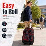 ZLYERT 3Pcs Rolling Backpack for Boys Men, Travel Wheeled Backpacks for Adults, Teens College Roller Bookbag with Wheels for Men(Red)