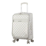 Steve Madden Designer Luggage Collection - Lightweight Softside Expandable Suitcase for Men & Women - Durable 20 Inch Carry On Bag with 4-Rolling Spinner Wheels (Chalet Light Grey, 20in)