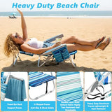2 Pack Backpack Beach Chair for Adults Green Stripe