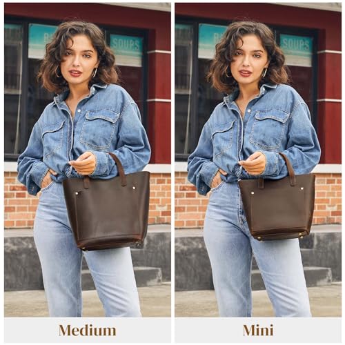 S-ZONE Leather Mini Crossbody Tote Bag Satchel Top-Handle Handbags Shoulder Purses with Inner Pouch
