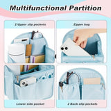Dansydaisy 11 x 7.8 x 4.7 Inch Mini Backpack Organizer Insert Waterproof Purse Insert Nylon Bag Organizer with Many Pockets for Men and Women, Fits Small Backpacks(Light Blue)