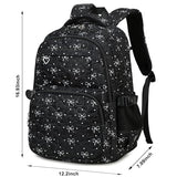 Joyfulife Bow Print School Backpack for Girls Backpack with Lunch Box Kids Bookbags Preschool Kindergarten Primary Elementary School Bags Teen Travel Back Pack (Black)