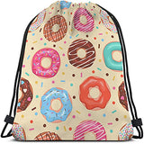 Beabes Donuts Drawstring Bags Backpack Bag Colorful Doughnuts Chocolate Blue Pink Donuts Sweet Food Dessert Sport Gym Sack Drawstring Bag String Bag Yoga Bag for Men Women