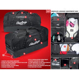 Rawlings | YADI2 Luggage Wheeled Equipment Bag | Baseball/Softball | Black