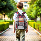 Bluboon Clear Backpack Heavy Duty Kids Boys Clear Bookbag See Through Backpacks with Pencil Case for College Work (Transparent Red)