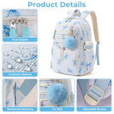 WOBAGMEN Corduroy Backpack for Kids Girls,Cute Aesthetic School Backpack with Multi-Pocket,Lightweight Bookbag Fits 15.6" Laptop,Large Capacity Casual Daypacks for Middle High School College,Blue Bow