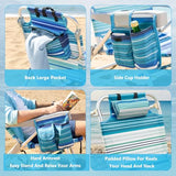 2 Pack Backpack Beach Chair for Adults Green Stripe