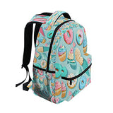Blueangle Cupcakes Donuts Pattern Print Computer Backpack - Lightweight School Bag for Boys Girls Tenns