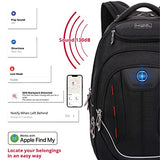 Swissdigital Design TSA Laptop Backpack Men's USB Charging Port Large Capacity Business Travel Backpack Black| With Apple Find My Network Black/Red | J16BTFB-41