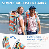 PASAMIC Backpack Beach Chair for Adults Portable, Lay Flat Reclining Beach Chair with 5 Positions, Tall Heavy Duty Folding Chairs with Cup Holder, Cooler Pouch, Storage Pouch, Multicolor Stripe