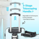 TIBIBOO Ride On Suitcase for Kids, Kids Ride On Luggage, 20” Carry On Kids Luggage with Wheels, Hard Shell Travel Suitcase for Ages 3–7