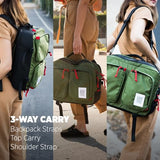 Topo Designs Global Briefcase - Bold Daily Carry Bag, Commute + Travel Pack, Personal Item Compliant, Laptop Sleeve, Removable Adjustable Shoulder Strap, Stowable Backpack Straps (Stone Blue/Forest)