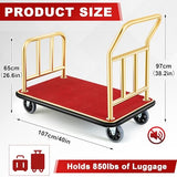 Gilprop Hotel Luggage Cart Bellman's Cart Rectangular Steel Deluxe Platform Truck Holds 850lbs of Luggage(Red)