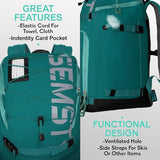SEMSTY Ski Boot Bag, 55L Waterproof Ski and Snowboard Boots Travel Backpack for Skis, Snowboard, Ski Helmet, Goggles, Gloves & Accessories (Lake Blue)